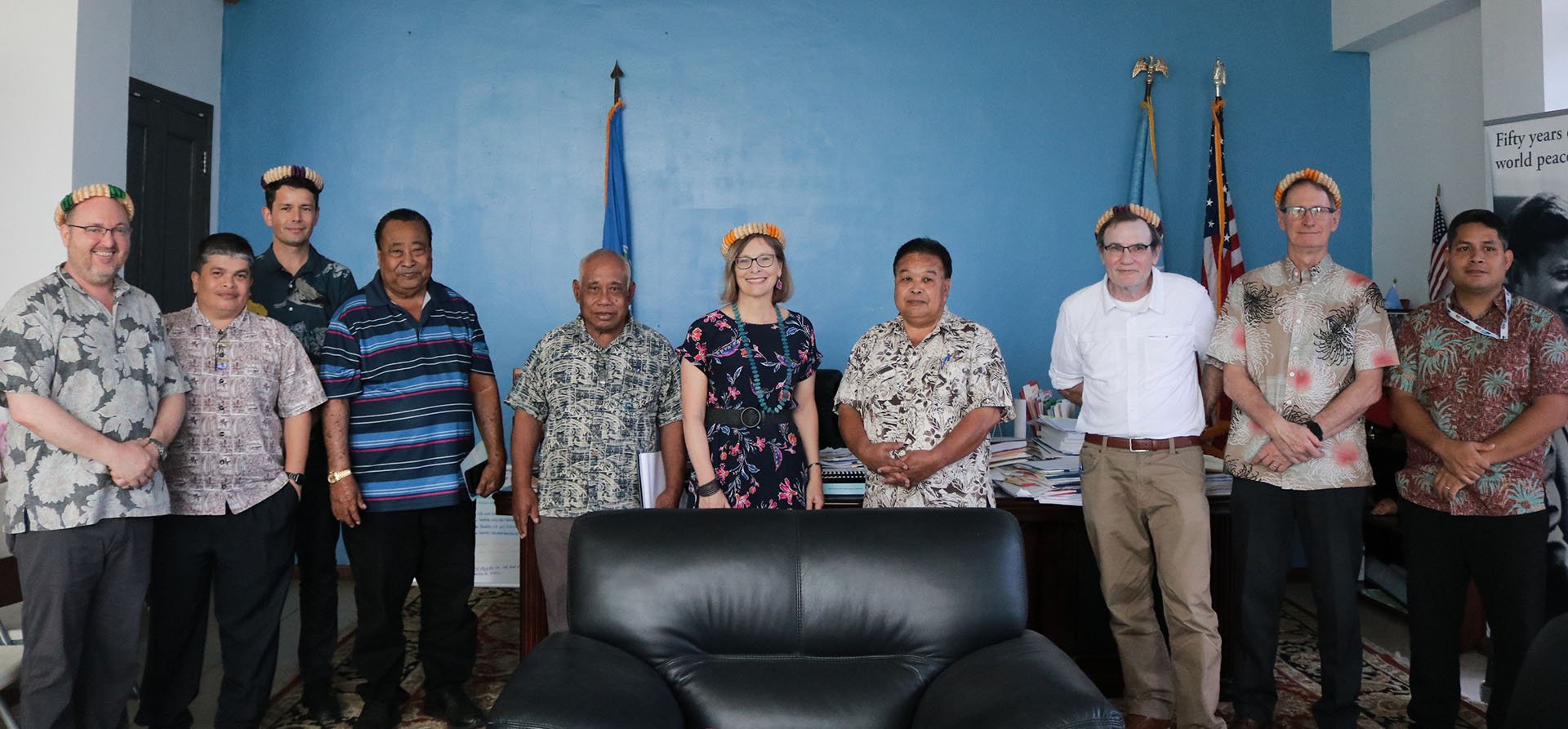 Representatives from the governments of Australia, the Federated States of Micronesia, Kiribati, Nauru, Japan and the United States, including Australia’s Ambassador to the Federated States of Micronesia, Jo Cowley (centre).