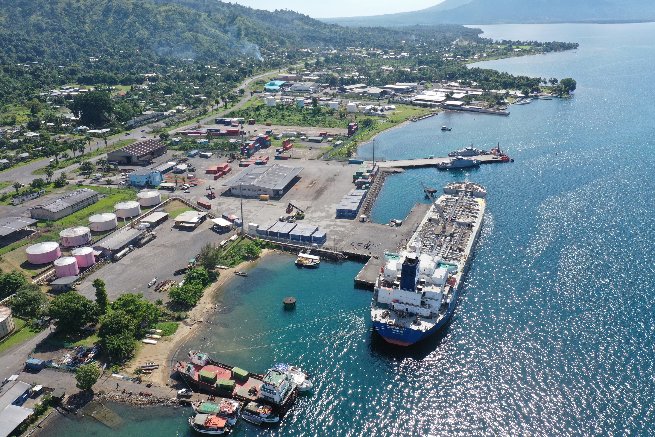 Aerial view of Kimbe Port, West New Britain Province, Papua New Guinea