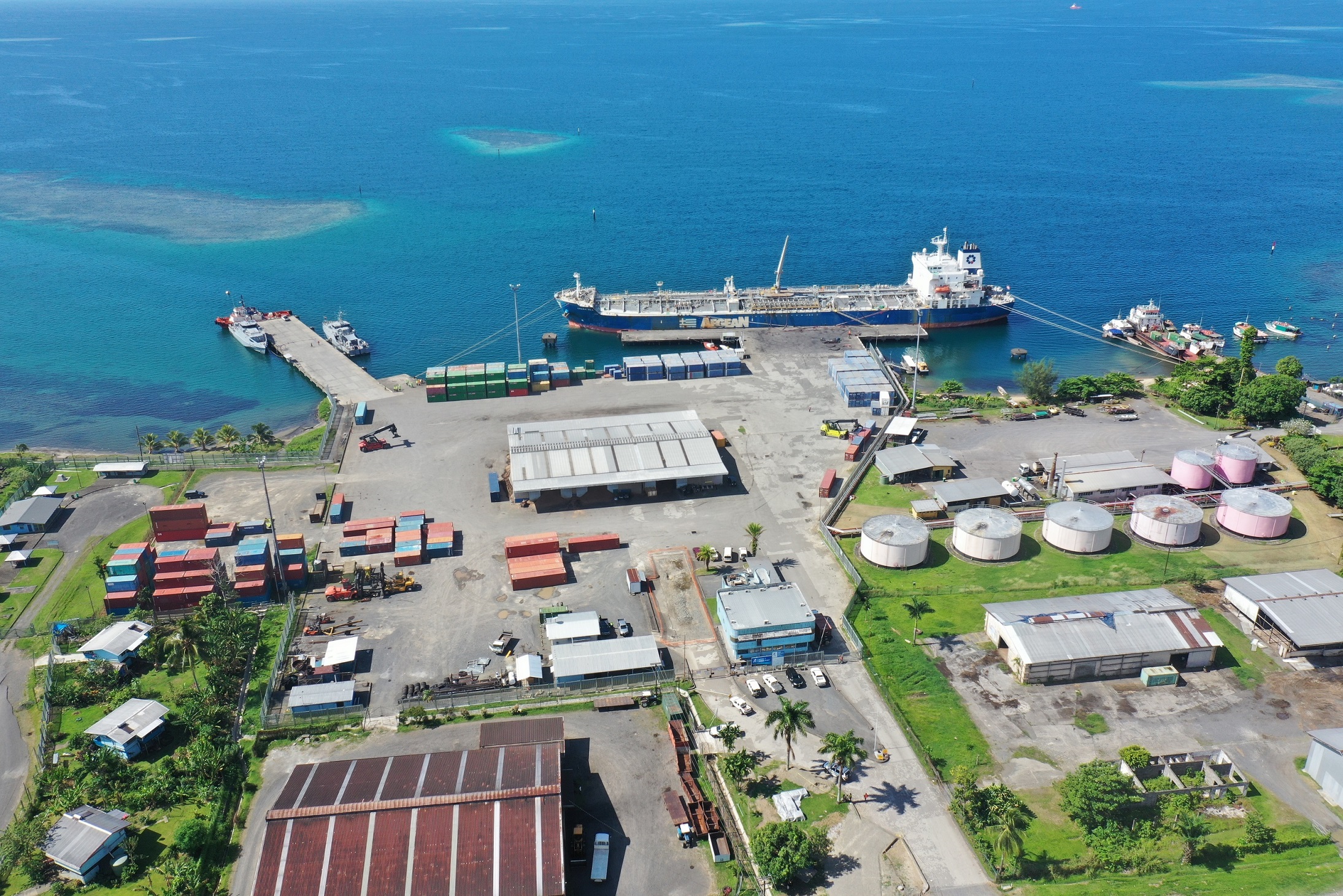 Aerial view of Kimbe Port, West New Britain Province, Papua New Guinea