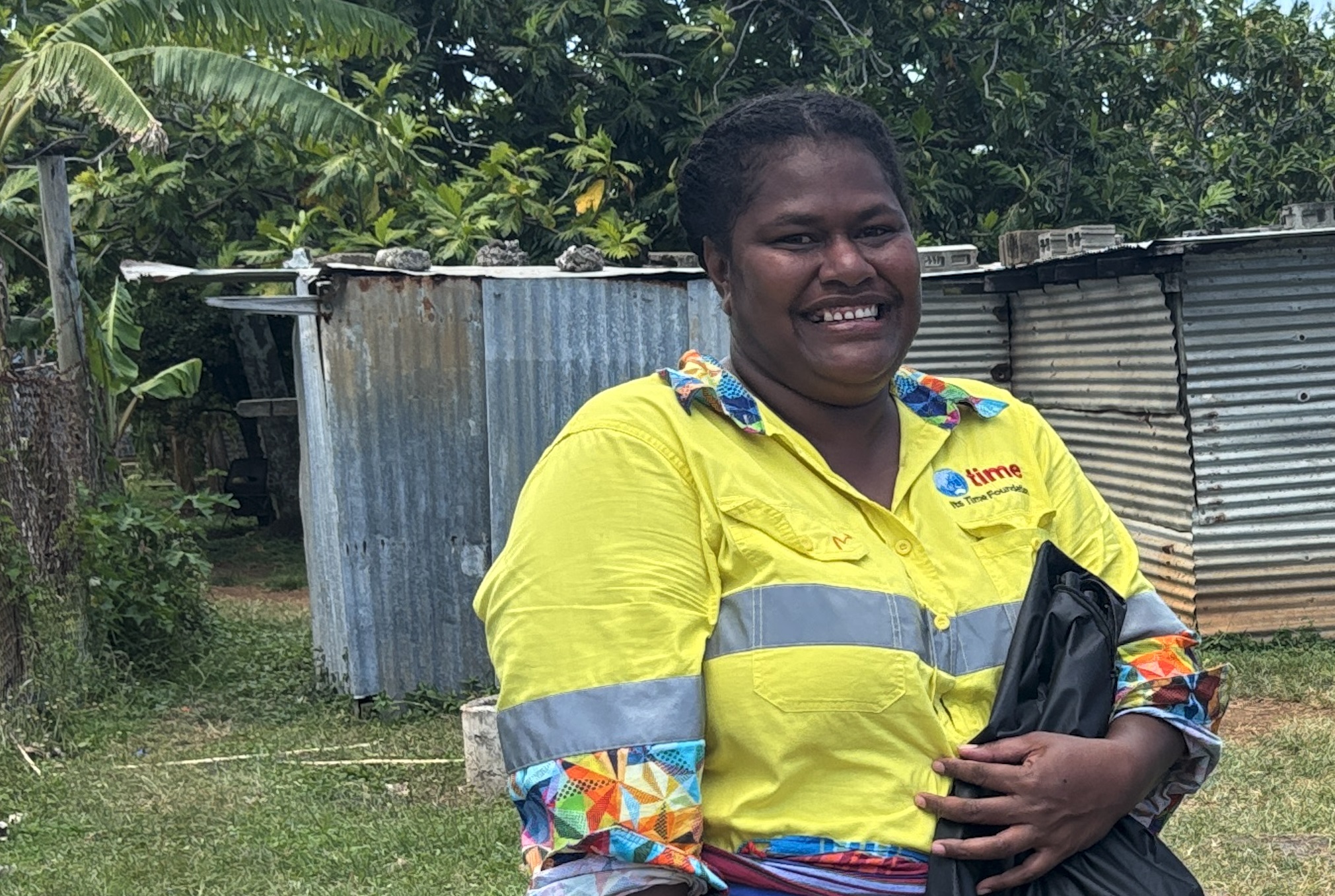 Vasiti Talakubu, a licensed electrician specialising in solar and renewable energy systems